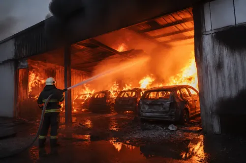 Пожар в склад в Свищов изпепели 6 автомобила