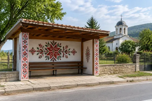 Село Плаково преобрази автобусната спирка с шевица и храм