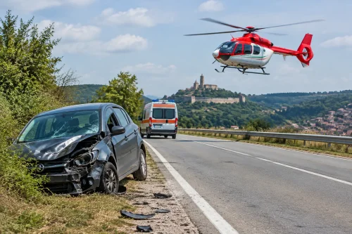 Въздушна линейка откара жена след катастрофа край Велико Търново